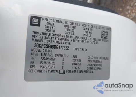 2013 Chevrolet Silverado 1500 Lt from USA, damaged, VIN 3GCPCSE08DG177522